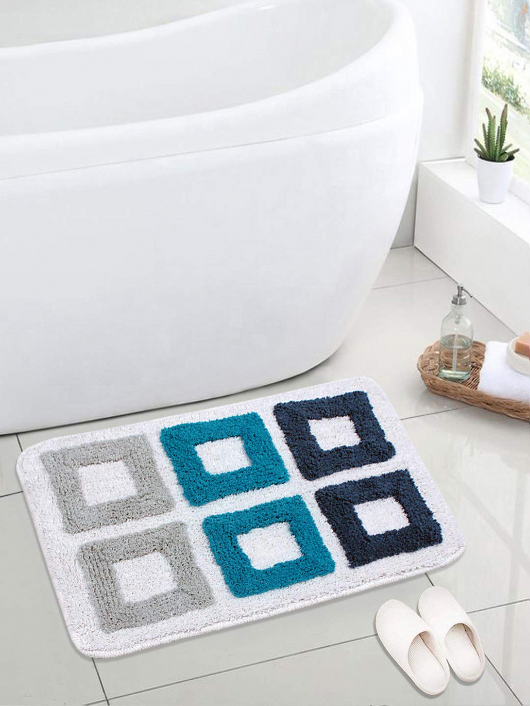 Rutschfeste Premium-Badematte Blau